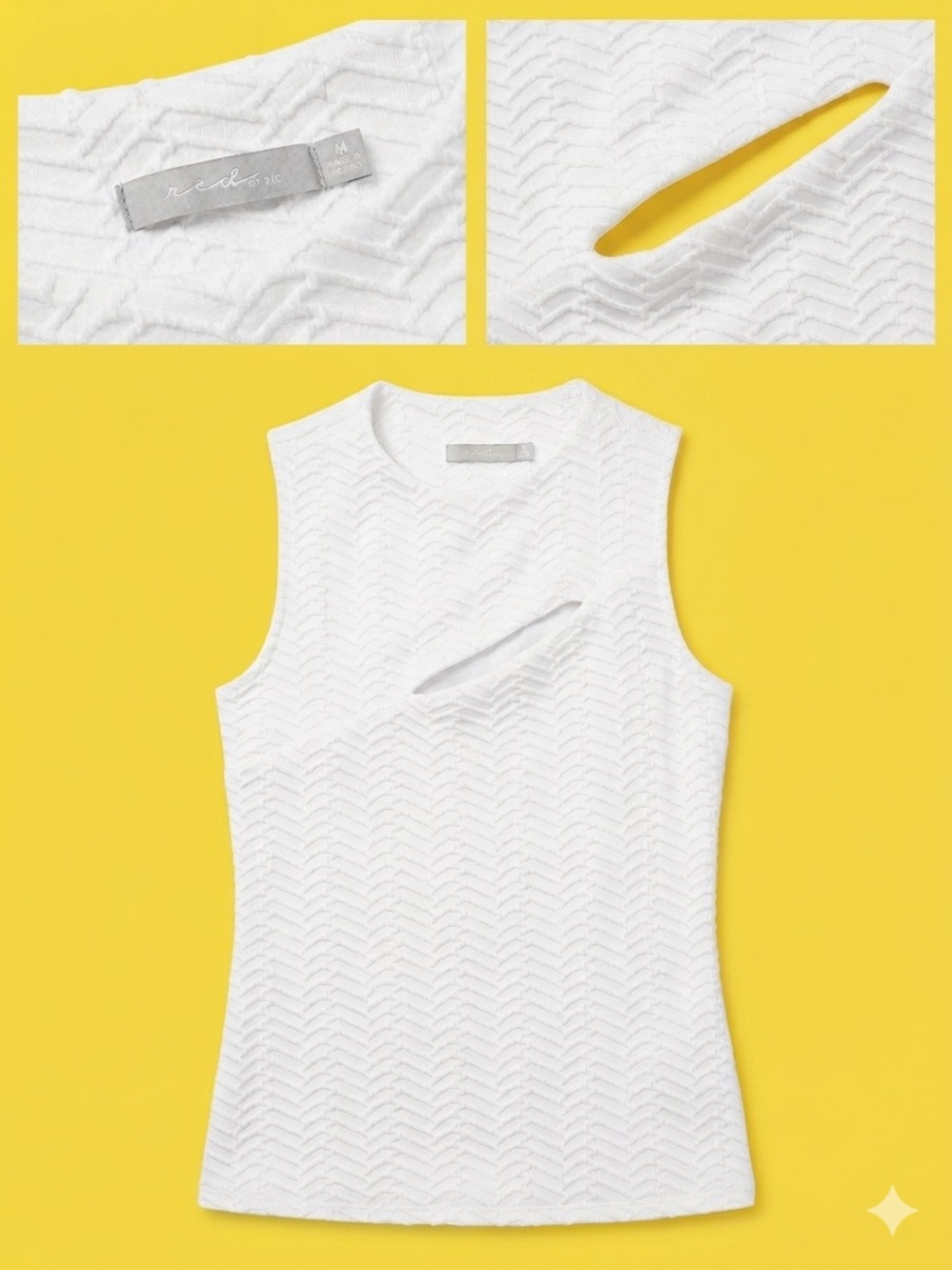Re/Done White Textured Sleeveless Tank with Chest Cutout